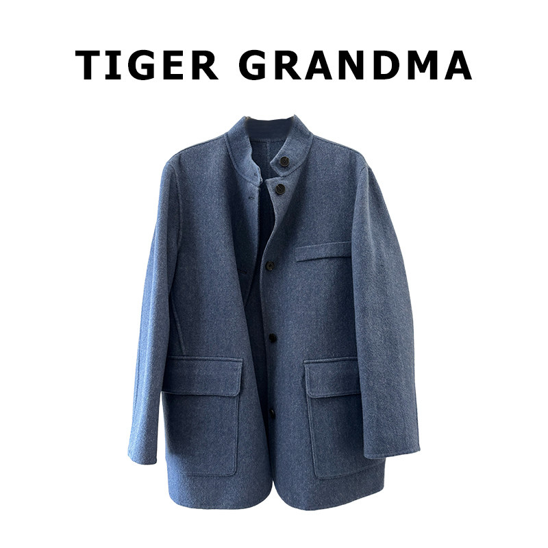 大奇TG【蓝染新裁】复古新时尚牛仔蓝小立领中长款羊毛双面呢外套,女装/女士精品,毛呢外套,淘宝优惠券,粉丝福利购,淘宝优惠卷