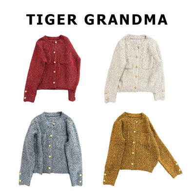 大奇TG 【彩红糖圈圈纱】甜度满分的杂色花纱小香风毛衣开衫