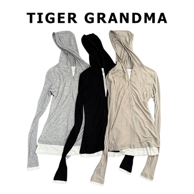 大奇TG高智感气质休闲-天丝羊毛假两件帽衫上衣超舒适显瘦气质