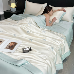 夏季可机水洗冰丝夏凉被四件套学生宿舍单人夏被空调被夏天薄被子