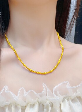 金色饰品爆闪拉丝蹦迪珠项链猫眼星河圆珠精致简约送女友