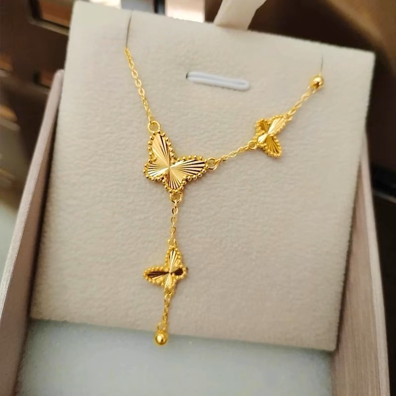 金包银蝴蝶项链女款2024年新款长款精致轻奢锁骨链