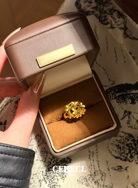 金包银精致花团锦簇开口戒指新中式复古花塔戒指