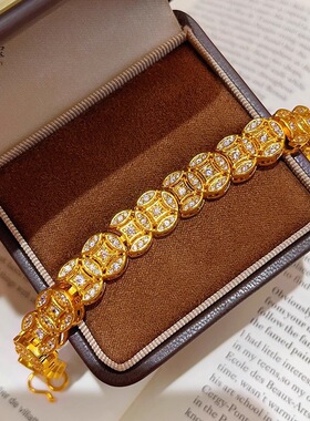 金色饰品碎银铜钱葫芦手链新款国潮复古轻奢手环新中式高级感手饰