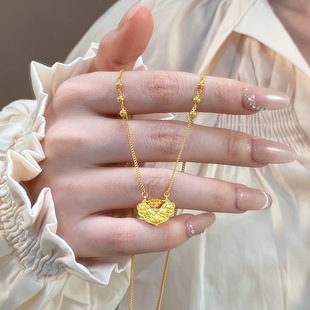 金包银点钻锦鲤锁包项链平安锁宫廷风公主气质级感简约百搭