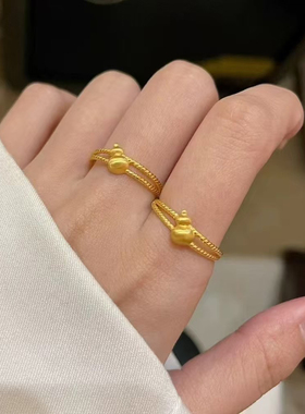 金包银葫芦戒指女轻奢小众古风设计感精致双层食指环戒