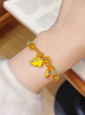 金包银珐琅彩小象手链女款小众设计感高级轻奢精致手饰