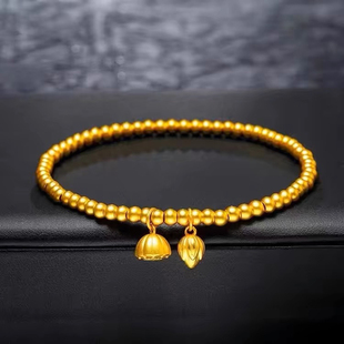 金包银两世欢手链 转运珠手链结婚礼物女实心