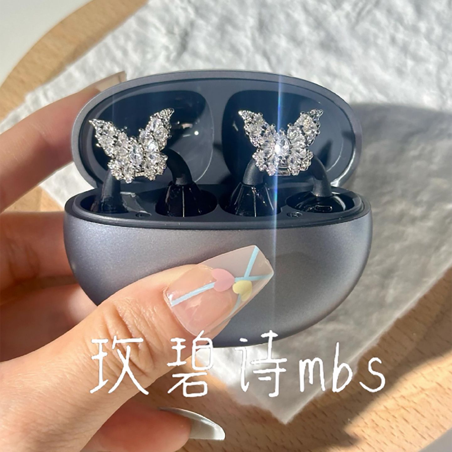 华强北耳夹式蓝牙耳机钻扣满钻紫金蝴蝶耳夹装饰耳饰女九紫离火