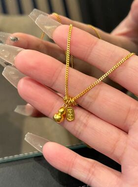 新款金色招财福禄葫芦项链女ins新中式小众轻奢精致高级感