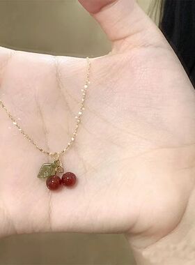 小红书推荐小樱桃项链女红色