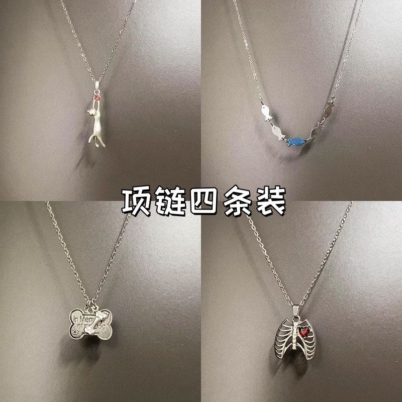 韩版流行项链可爱小猫咪吊坠锁骨链创意设计时尚潮流百搭吊坠