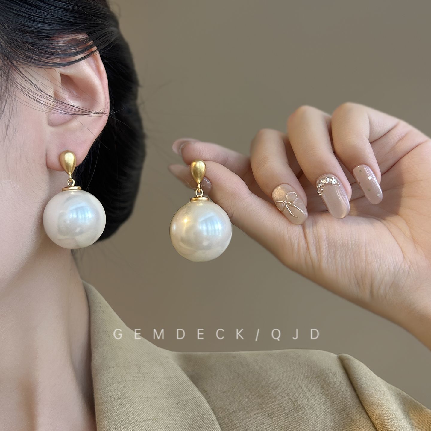 法式名媛千金风大号珍珠吊坠耳环轻奢高级感气质耳钉复古优雅耳饰