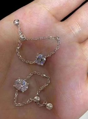 小红书同款超闪锆石保色轻奢可抽拉调节戒指气质轻奢高级感