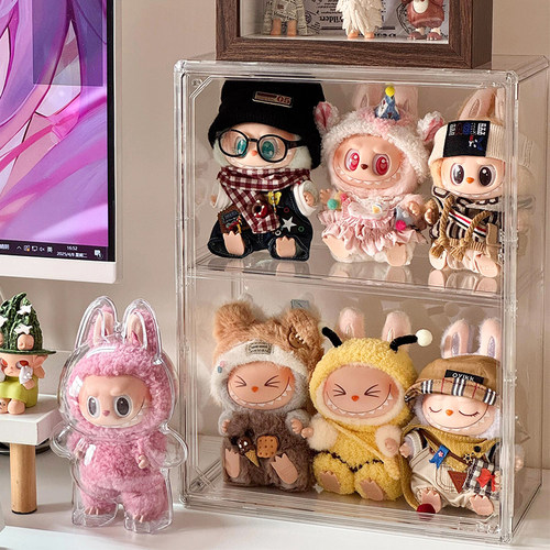 labubu展示盒防尘收纳架