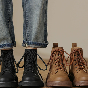 切尔西靴子厚底短靴 秋冬季 巨好穿 真皮英伦风马丁靴女2025年新款