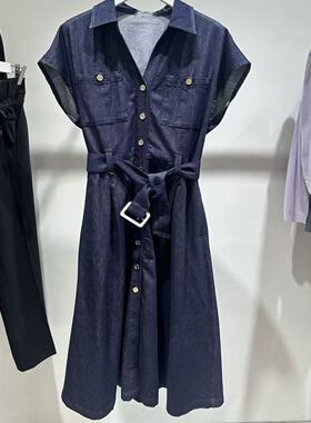 LIL*商场同款简约时髦收腰显瘦高级感精致牛仔连衣裙125220G7614