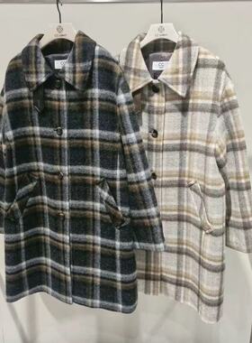 韩代CC COLLECT2025冬季正品显瘦休闲百搭毛呢外套大衣C254MSG023