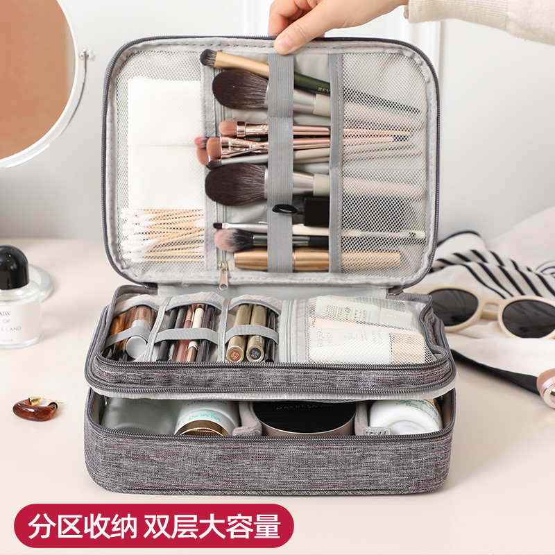 化妆包女大容量便携式旅行手提包新款多功能三层2024化妆品收纳包