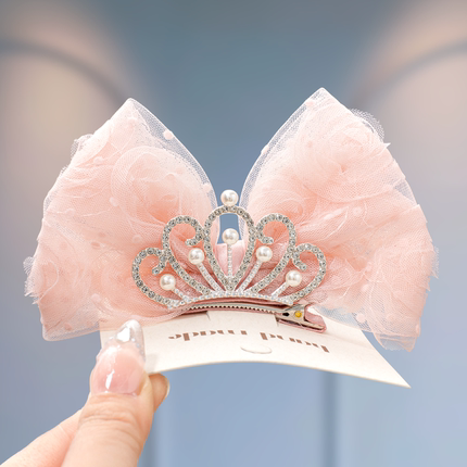 皇冠发饰儿童蝴蝶结发夹公主高端发卡小女孩漂亮头饰宝宝头花头饰