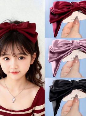 儿童头饰在逃公主新年发饰红色蝴蝶结可爱发卡小女孩新款漂亮发夹