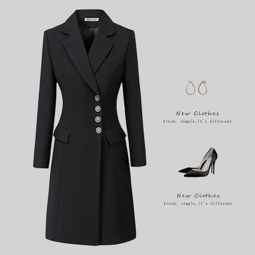 职业通勤西装连衣裙单排扣