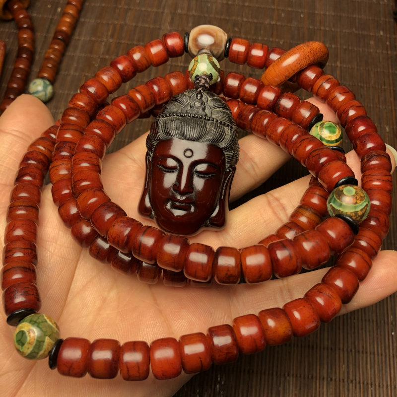 西藏牦牛骨手串藏式108颗观音头吊坠牌子牛角手链项链