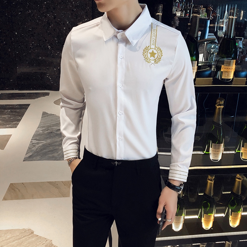 714-D656P45/英伦店主风2025春季男士空少衬衫ktv酒吧衬衣S-5XL，男装衬衫，星座714(原C313)