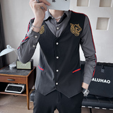 714A-H654P55控75/店主风2025春男长袖衬衫假两件虎头绣花衬衫，男装衬衫，星座714A（原电商C314）