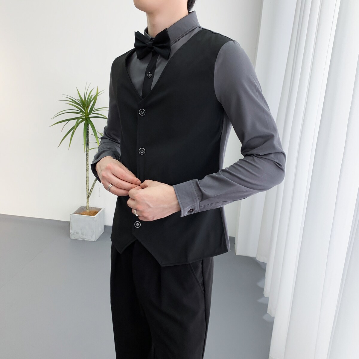 714A-H6007P55控88/2025春ktv酒吧发型师夜店马甲衬衫制服团体服,男装衬衫,星座714A（原电商C314）