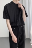 714A-C3044P38控59/2025新款夏季短袖衬衫垂感中性立领衬衫潮，男装衬衫，星座714A（原电商C314）
