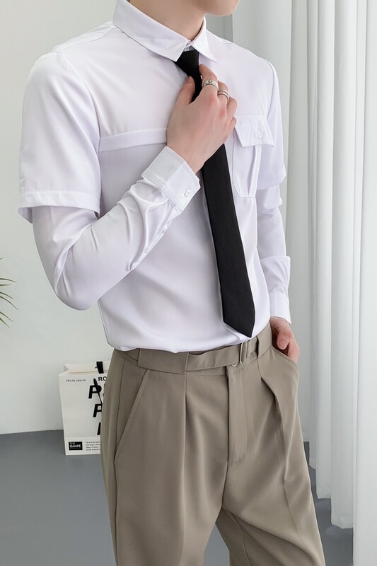 714A-D612P45控69/2025春季男士修身工装多口袋衬衫ktv少爷制服,男装衬衫,星座714A（原电商C314）