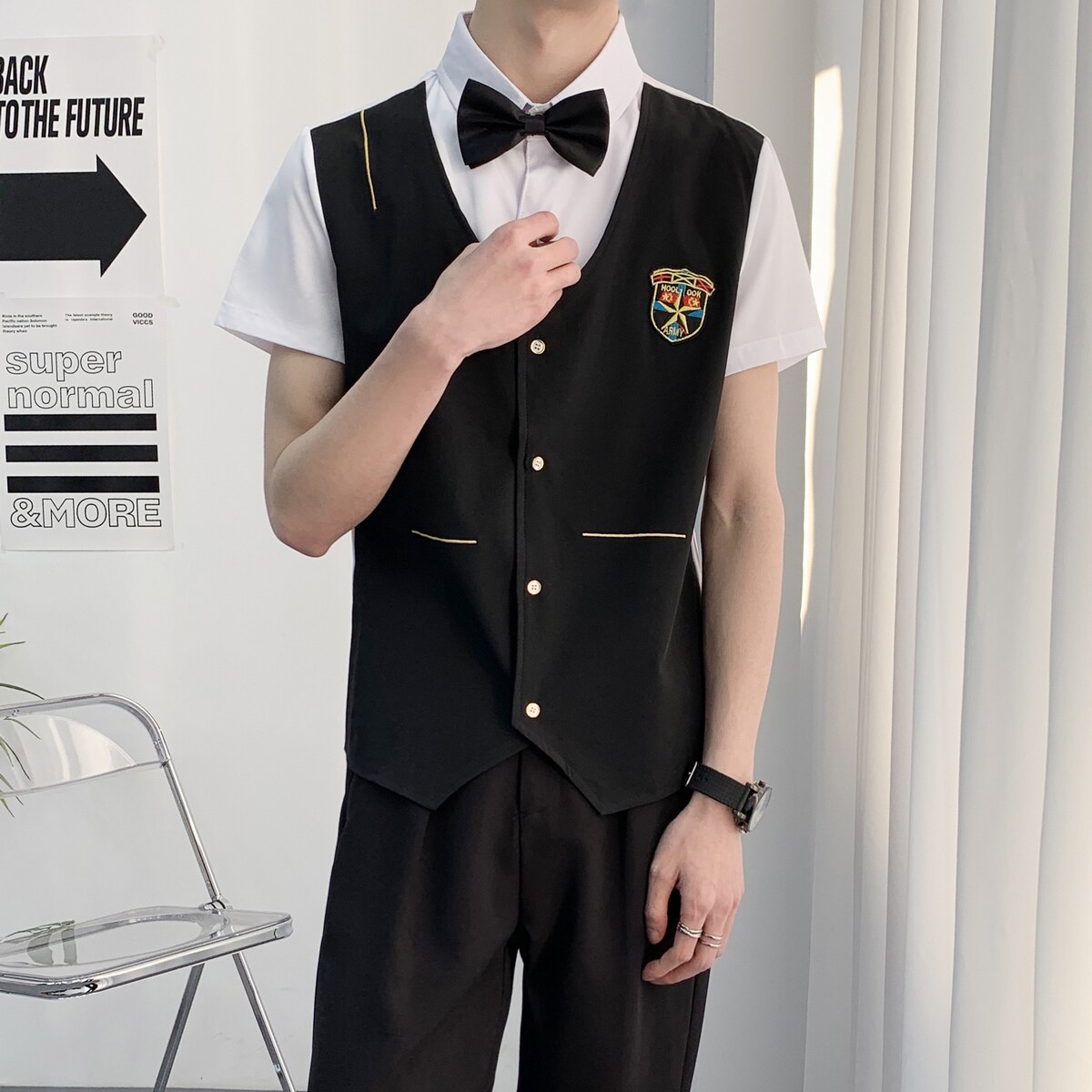 714A-H669P55控79/2025新款KTV酒吧台球城工作服衬衫假两件制服,男装衬衫,星座714A（原电商C314）
