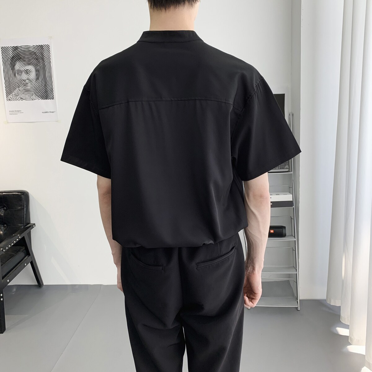 714A-C3044P38控59/2025新款夏季宽松休闲衬衫纯色短袖衬衣工作服,男装衬衫,星座714A（原电商C314）