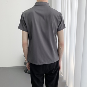 714A-H3057P55控79/2025新款夏季工作服衬衫假两件马甲制服图片