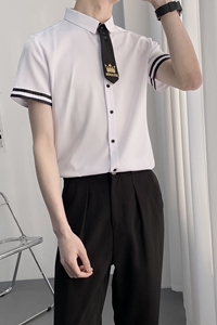 714A-C630P40控59/2025夏季男女同款空少衬衫领带款制服衬衣潮图片