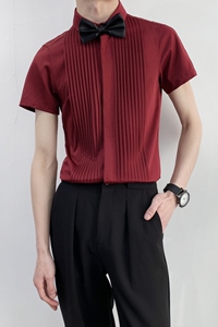 714A-9340P40控59/2025夏季新款短袖衬衫修身工作服衬衣礼服制服图片