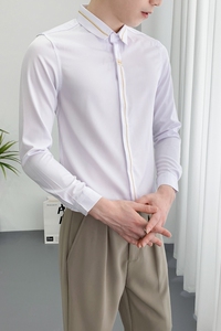 714A-D616P45控69/2025春季男士修身小清新衬衫工作服ktv少爷制服图片