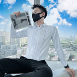 714A-9207P45控65/社会小伙2025春季修身纯色白衬衫发型师工作服，男装衬衫，星座714A（原电商C314）