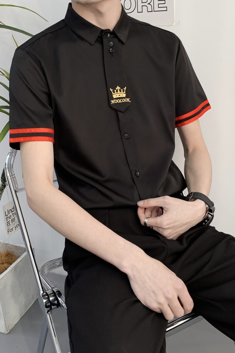 714A-C630P40控59/2025夏季短袖衬衫空少制服衬衣ktv酒吧制服,男装T恤,星座714A（原电商C314）