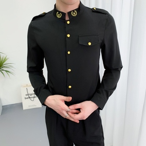 714A-D610P45控69/2025春季新款男士长袖衬衫空少服衬衣发型师装图片