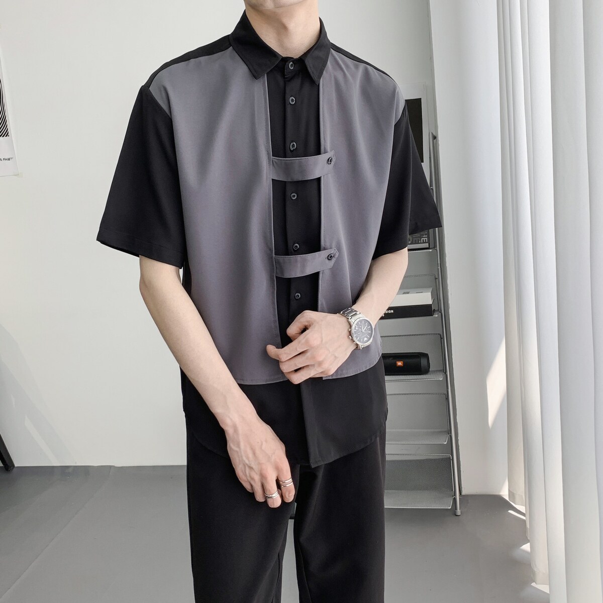 714A-H3055P55控79/2025夏季假两件工作服衬衫团体服潮流制服图片