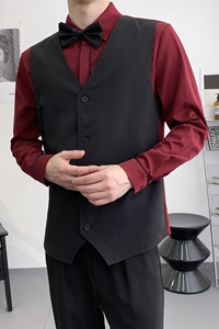 714A-H3065P55控79/2025秋季男士假两件衬衫ktv台球场工作服衬衣图片