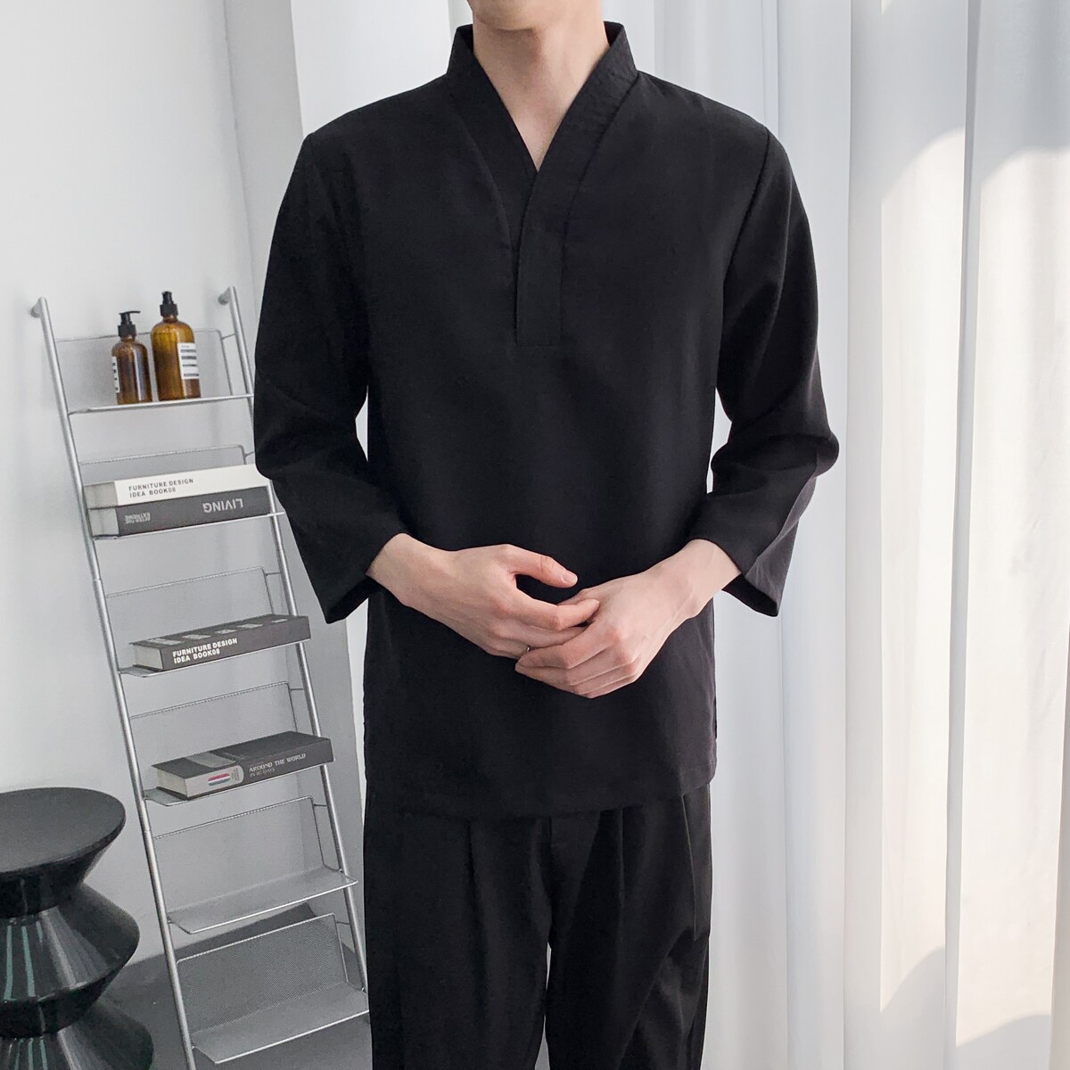 714A-D3078P45控69/2025春夏新款七分袖工作服衬衫日系理发店制服,男装衬衫,星座714A（原电商C314）