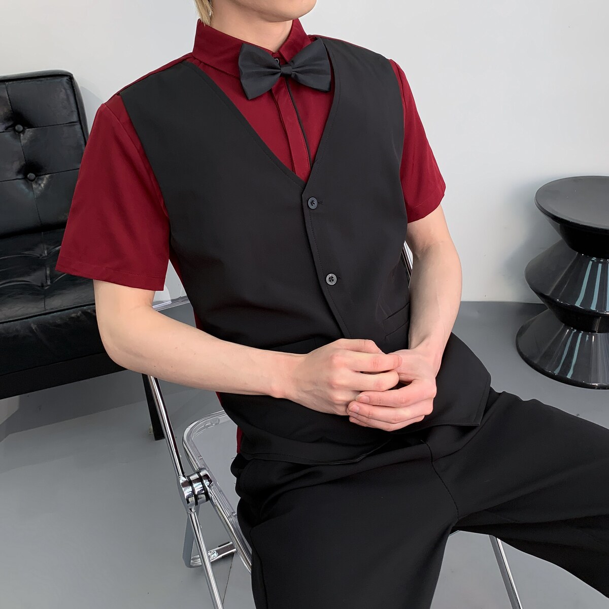 714A-H3083P55控79/2025夏季男女工作服衬衫假两件短袖衬衫ktv服,男装衬衫,星座714A（原电商C314）