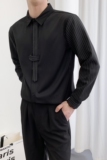714A-D3035P45控69/2025春季新款发型师夜店领带条纹拼接衬衫制服，男装衬衫，星座714A（原电商C314）