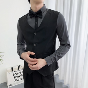 714A-H6007P55控88/2025春ktv酒吧发型师夜店马甲衬衫制服团体服图片