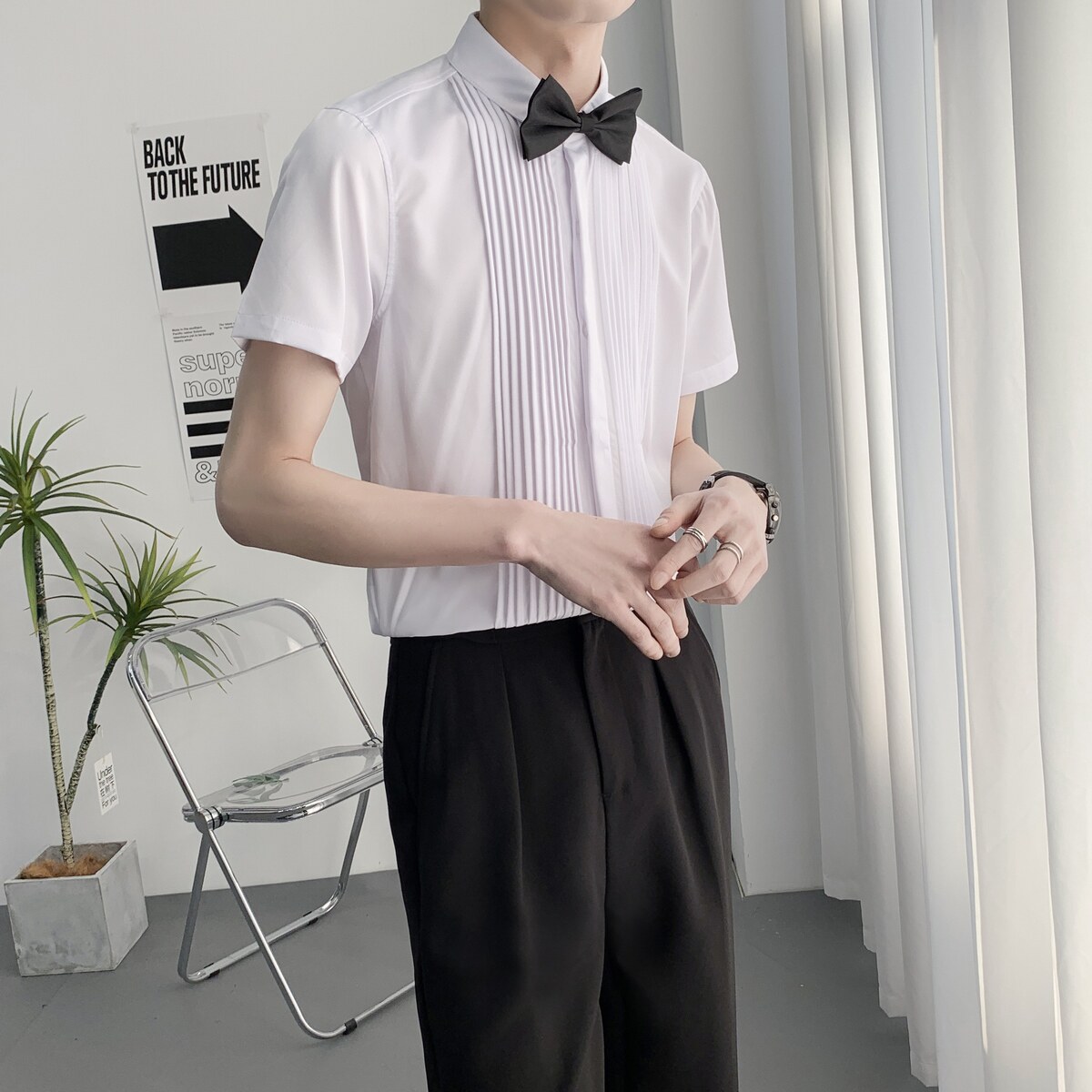 714A-9340P40控59/2025夏季新款短袖衬衫修身工作服衬衣礼服制服,男装T恤,星座714A（原电商C314）