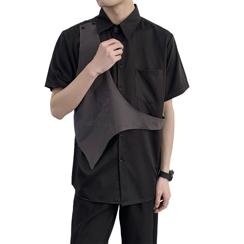 714A-H3013P55控69/2025夏季宽松短袖衬衫理发店工作服衬衣潮,男装T恤,星座714A（原电商C314）