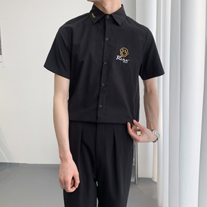 714A-C661P40控59/2025夏季新款男士校园风短袖衬衫白衬衣潮图片